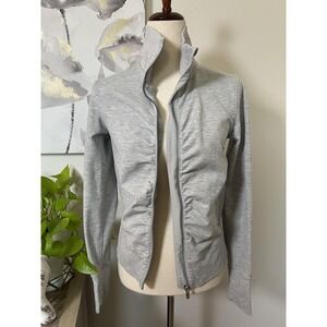 Lululemon Jacket Womens 6 Gray Funnel Neck Ruched Full Zip Track Lightweight